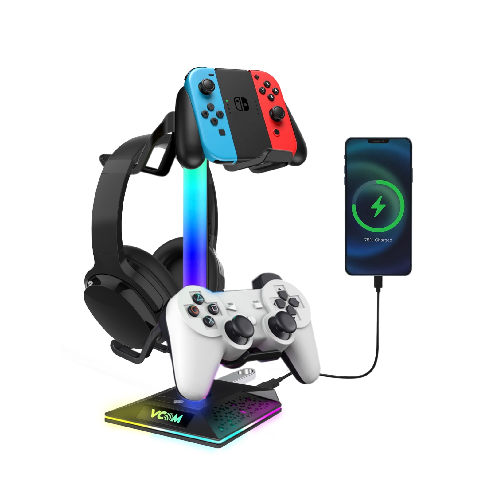 RGB Gaming Headphones Stand with 10 Light Modes M701A