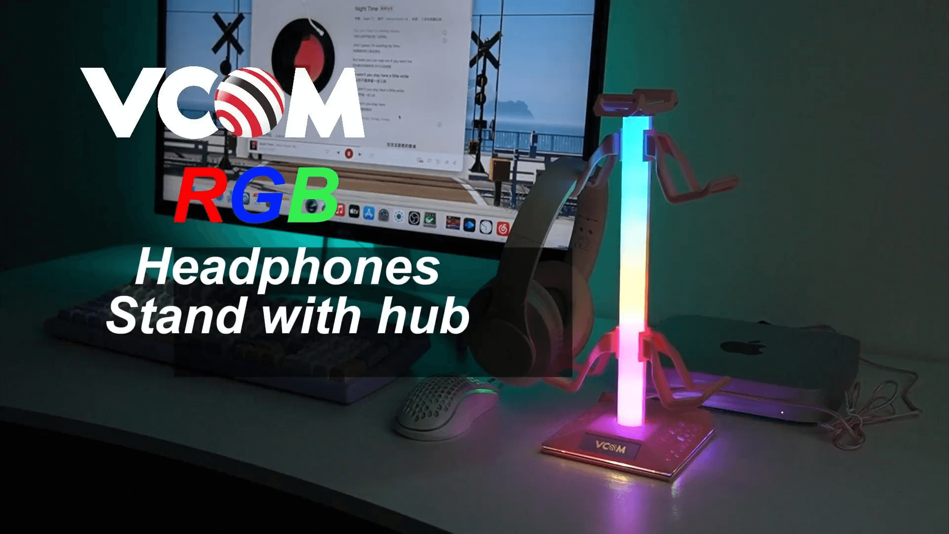 VCOM M701P RGB Gaming Headphones Stand with Hub