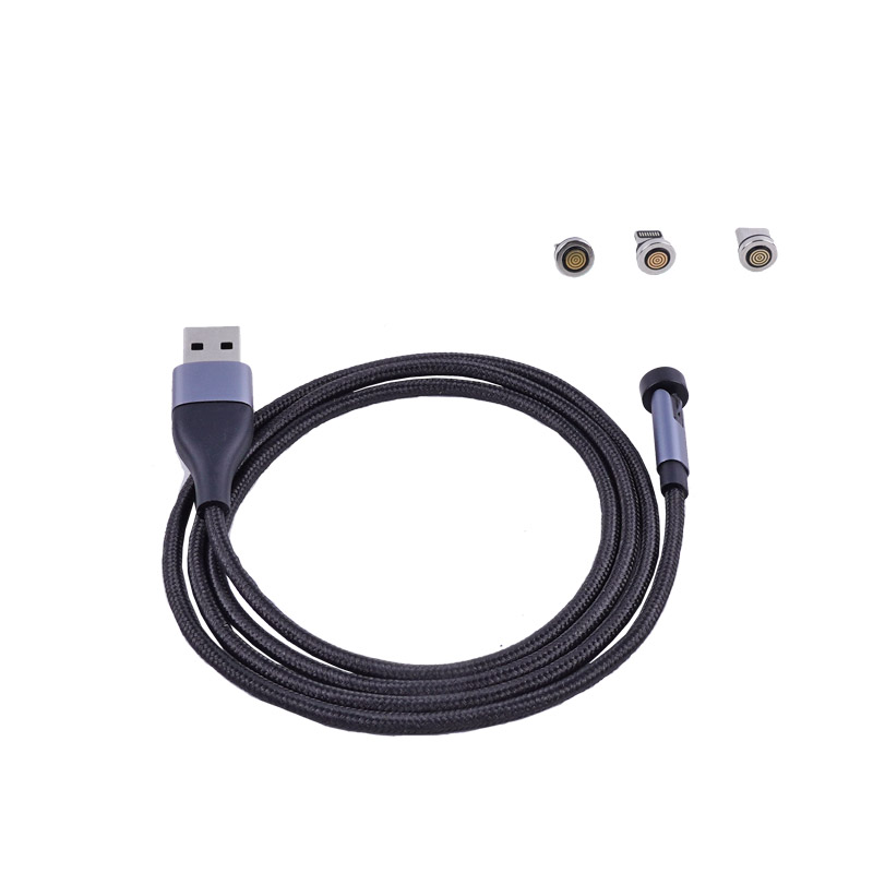 180° Rotating 3-in-1 Magnetic Charging Cable with Nylon Braided